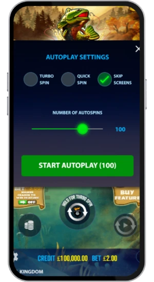 Autoplay settings with turbo and spin count